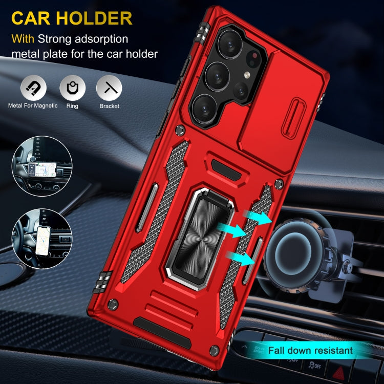 For Samsung Galaxy S24 Ultra 5G Armor PC + TPU Camera Shield Phone Case(Red)