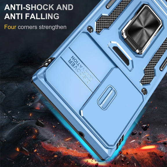 For Samsung Galaxy S24 Ultra 5G Armor PC + TPU Camera Shield Phone Case(Light Blue)