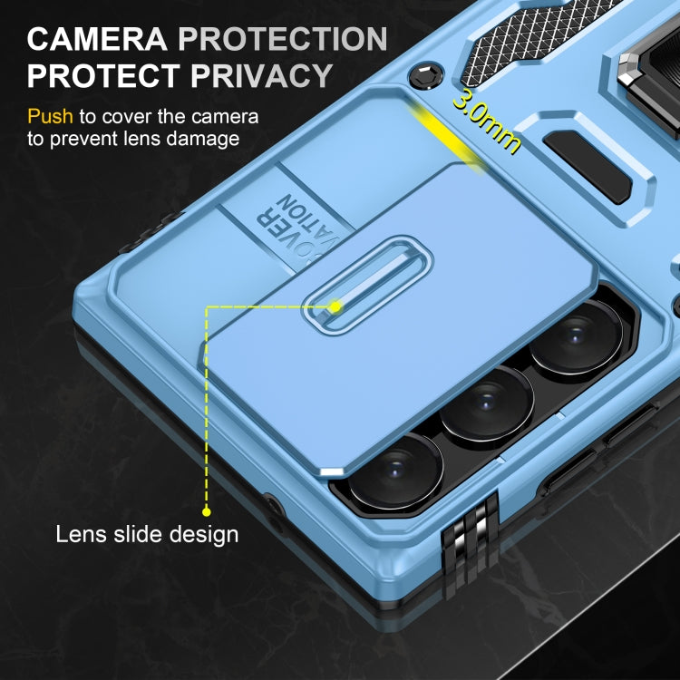 For Samsung Galaxy S24 Ultra 5G Armor PC + TPU Camera Shield Phone Case(Light Blue)