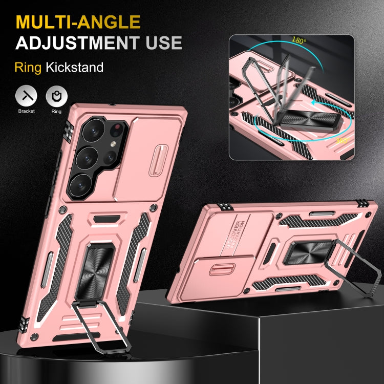 For Samsung Galaxy S24 Ultra 5G Armor PC + TPU Camera Shield Phone Case(Rose Gold)