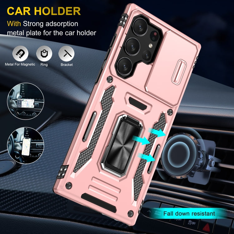 For Samsung Galaxy S24 Ultra 5G Armor PC + TPU Camera Shield Phone Case(Rose Gold)