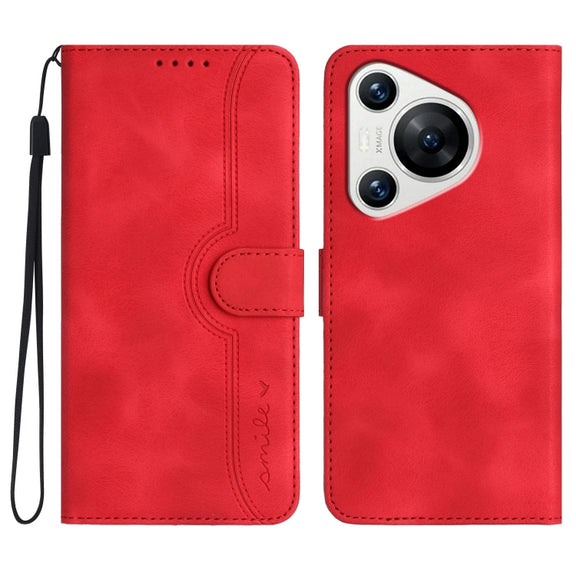 For Huawei Pura 70 Pro/70 Pro+ Heart Pattern Skin Feel Leather Phone Case(Red)