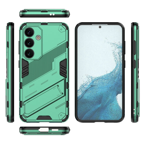 For Samsung Galaxy S24 5G Punk Armor 2 in 1 PC + TPU Shockproof Phone Case with Invisible Holder(Green)