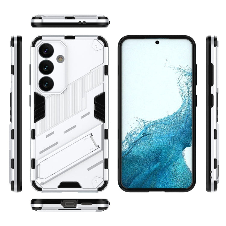 For Samsung Galaxy S24 5G Punk Armor 2 in 1 PC + TPU Shockproof Phone Case with Invisible Holder(White)
