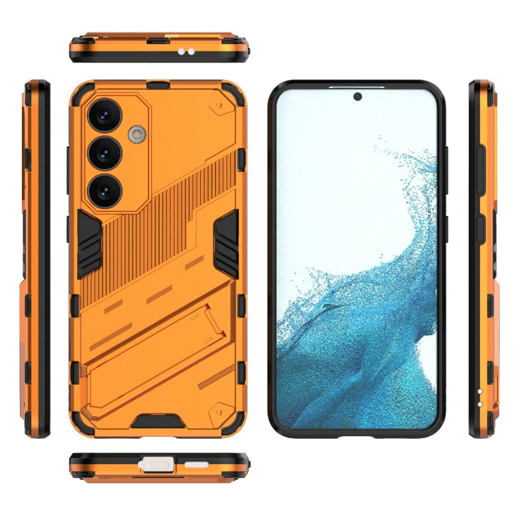 For Samsung Galaxy S24 5G Punk Armor 2 in 1 PC + TPU Shockproof Phone Case with Invisible Holder(Orange)