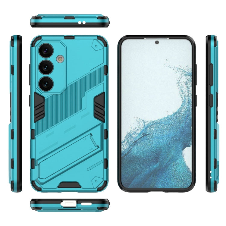 For Samsung Galaxy S24 5G Punk Armor 2 in 1 PC + TPU Shockproof Phone Case with Invisible Holder(Blue)