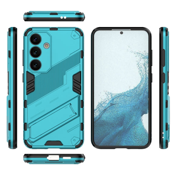 For Samsung Galaxy S24 5G Punk Armor 2 in 1 PC + TPU Shockproof Phone Case with Invisible Holder(Blue)
