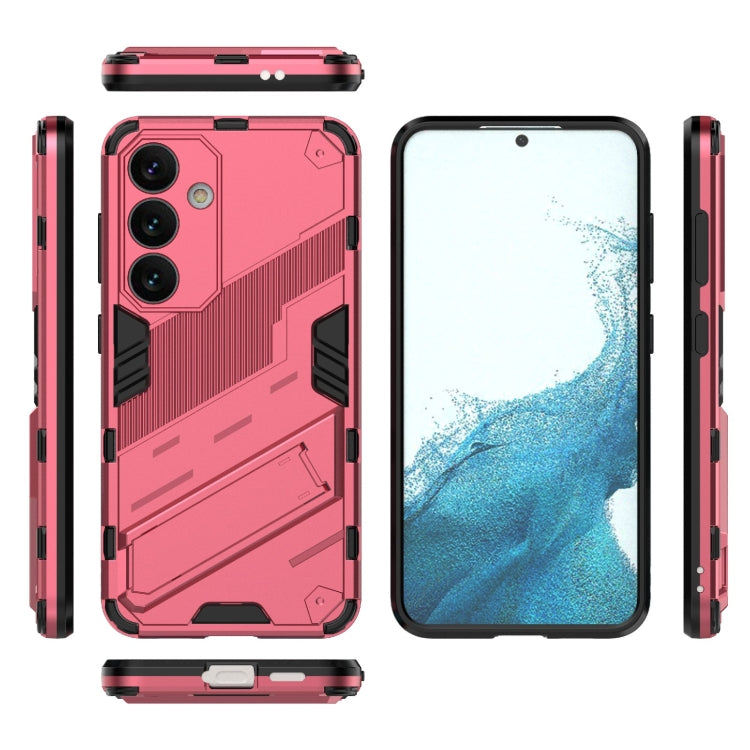 For Samsung Galaxy S24 5G Punk Armor 2 in 1 PC + TPU Shockproof Phone Case with Invisible Holder(Light Red)