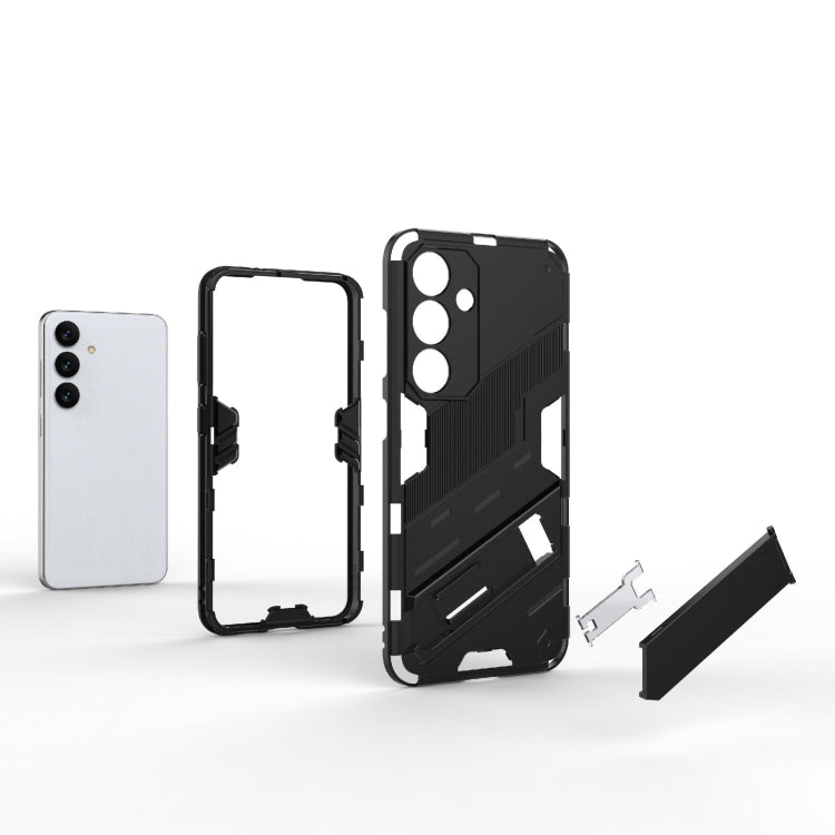 For Samsung Galaxy S24 5G Punk Armor 2 in 1 PC + TPU Shockproof Phone Case with Invisible Holder(Light Red)
