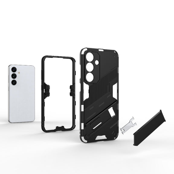 For Samsung Galaxy S24 5G Punk Armor 2 in 1 PC + TPU Shockproof Phone Case with Invisible Holder(Light Red)