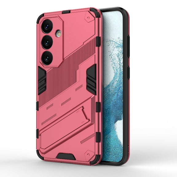 For Samsung Galaxy S24 5G Punk Armor 2 in 1 PC + TPU Shockproof Phone Case with Invisible Holder(Light Red)