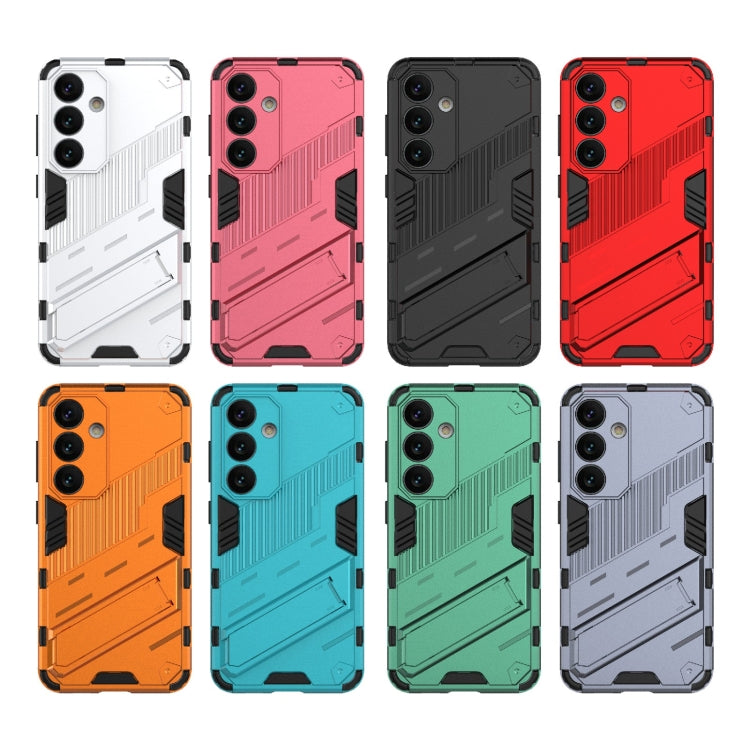 For Samsung Galaxy S24 5G Punk Armor 2 in 1 PC + TPU Shockproof Phone Case with Invisible Holder(Light Red)