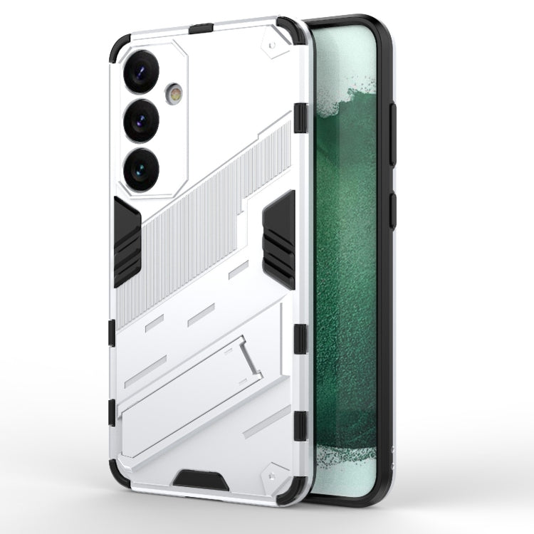 For Samsung Galaxy S24+ 5G Punk Armor 2 in 1 PC + TPU Shockproof Phone Case with Invisible Holder(White)