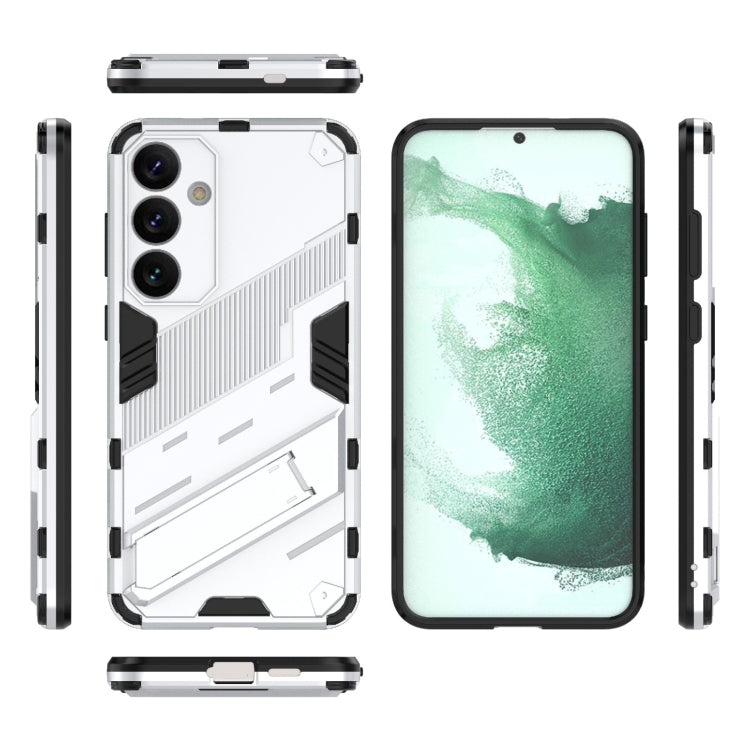 For Samsung Galaxy S24+ 5G Punk Armor 2 in 1 PC + TPU Shockproof Phone Case with Invisible Holder(White)