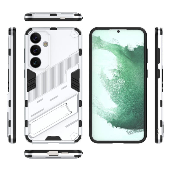 For Samsung Galaxy S24+ 5G Punk Armor 2 in 1 PC + TPU Shockproof Phone Case with Invisible Holder(White)