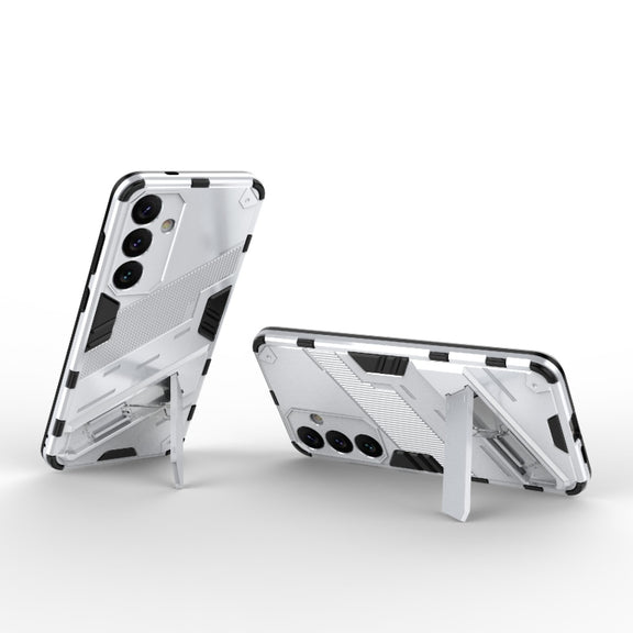 For Samsung Galaxy S24+ 5G Punk Armor 2 in 1 PC + TPU Shockproof Phone Case with Invisible Holder(White)