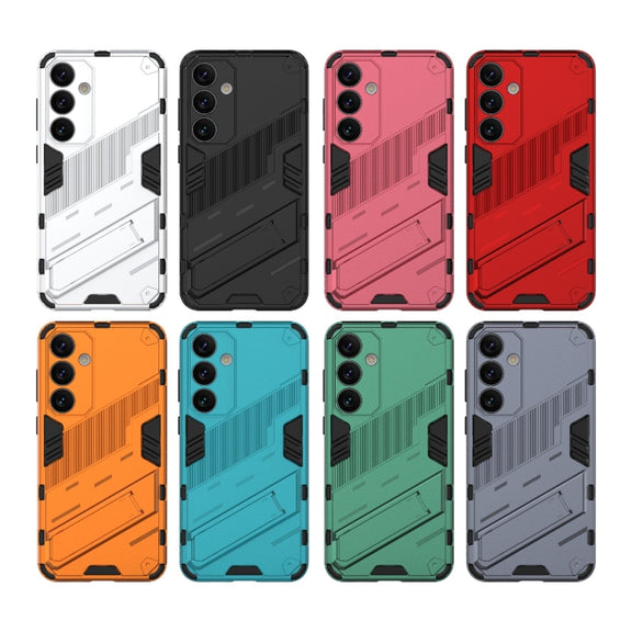 For Samsung Galaxy S24+ 5G Punk Armor 2 in 1 PC + TPU Shockproof Phone Case with Invisible Holder(White)