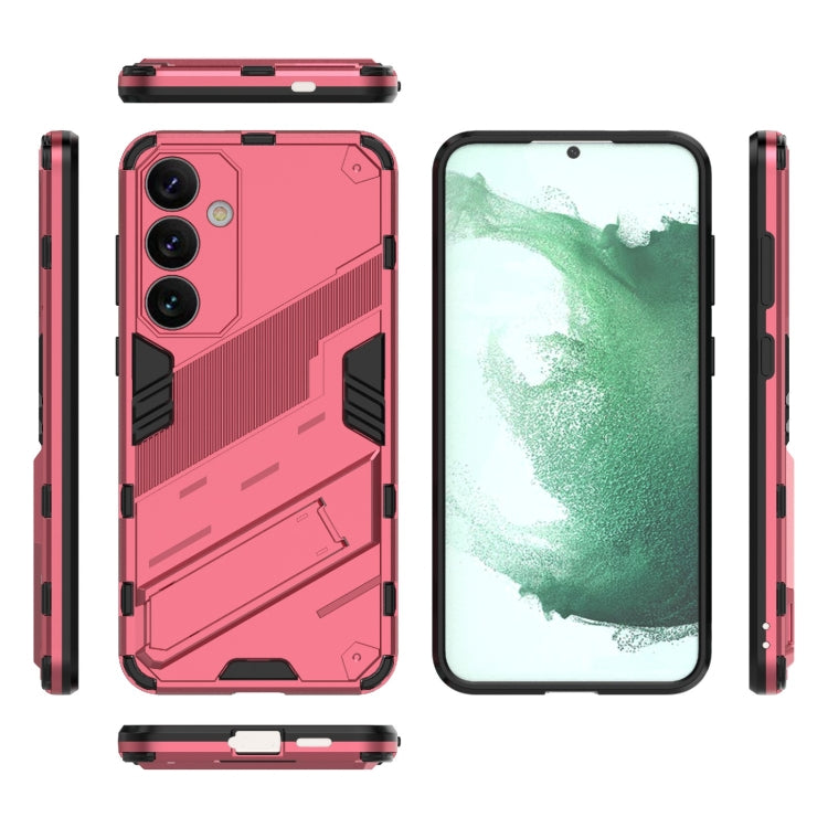 For Samsung Galaxy S24+ 5G Punk Armor 2 in 1 PC + TPU Shockproof Phone Case with Invisible Holder(Light Red)