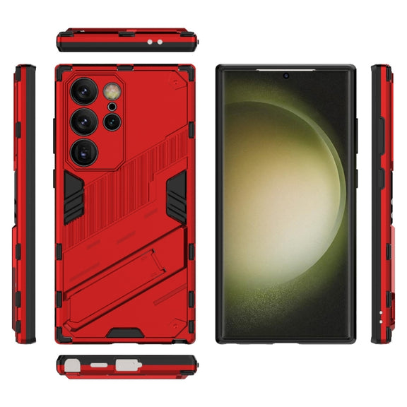 For Samsung Galaxy S24 Ultra 5G Punk Armor 2 in 1 PC + TPU Shockproof Phone Case with Invisible Holder(Red)