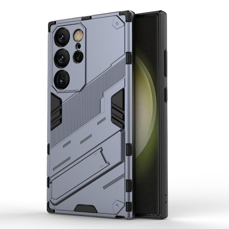For Samsung Galaxy S24 Ultra 5G Punk Armor 2 in 1 PC + TPU Shockproof Phone Case with Invisible Holder(Grey)