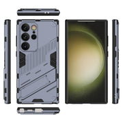 For Samsung Galaxy S24 Ultra 5G Punk Armor 2 in 1 PC + TPU Shockproof Phone Case with Invisible Holder(Grey)