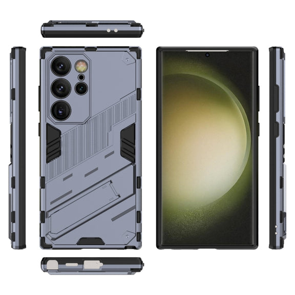 For Samsung Galaxy S24 Ultra 5G Punk Armor 2 in 1 PC + TPU Shockproof Phone Case with Invisible Holder(Grey)
