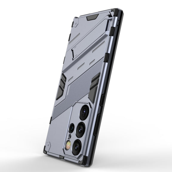 For Samsung Galaxy S24 Ultra 5G Punk Armor 2 in 1 PC + TPU Shockproof Phone Case with Invisible Holder(Grey)