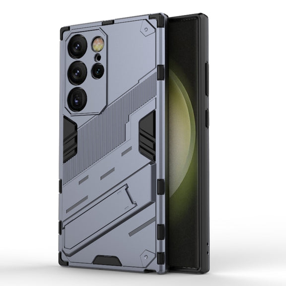 For Samsung Galaxy S24 Ultra 5G Punk Armor 2 in 1 PC + TPU Shockproof Phone Case with Invisible Holder(Grey)