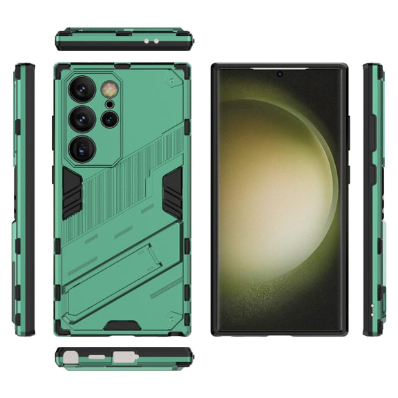 For Samsung Galaxy S24 Ultra 5G Punk Armor 2 in 1 PC + TPU Shockproof Phone Case with Invisible Holder(Green)