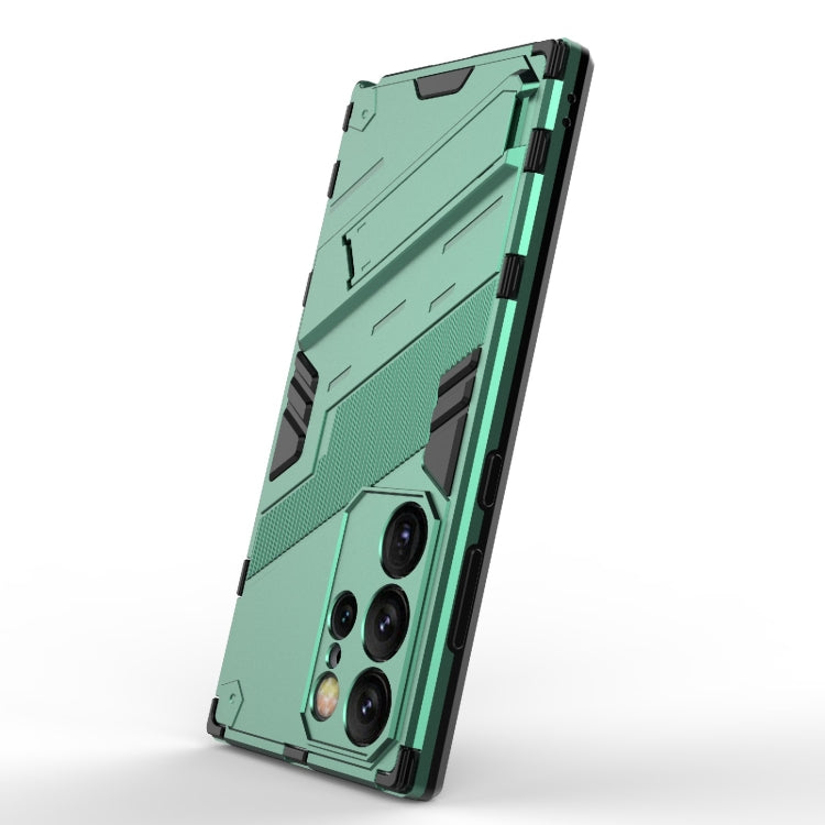 For Samsung Galaxy S24 Ultra 5G Punk Armor 2 in 1 PC + TPU Shockproof Phone Case with Invisible Holder(Green)