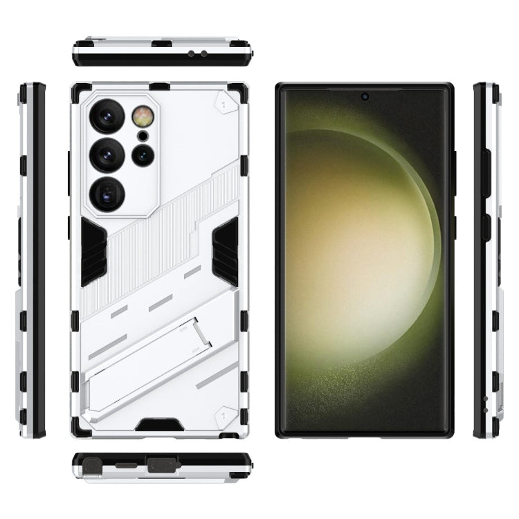 For Samsung Galaxy S24 Ultra 5G Punk Armor 2 in 1 PC + TPU Shockproof Phone Case with Invisible Holder(White)