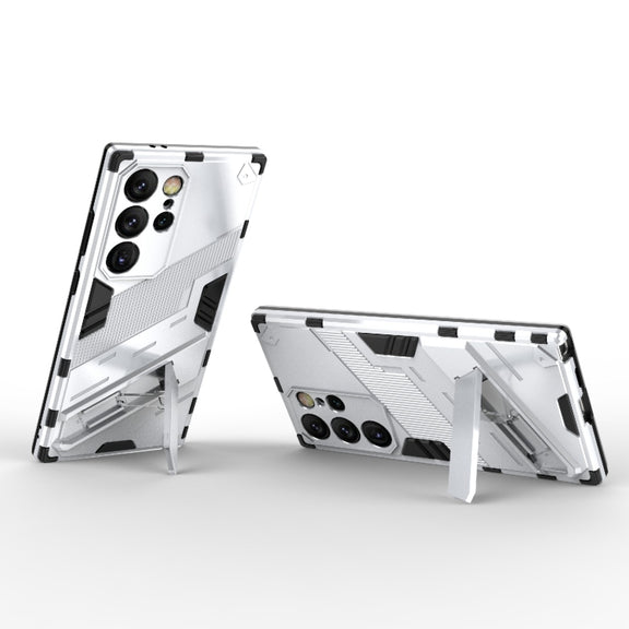 For Samsung Galaxy S24 Ultra 5G Punk Armor 2 in 1 PC + TPU Shockproof Phone Case with Invisible Holder(White)