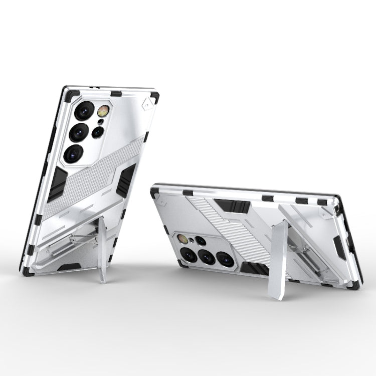 For Samsung Galaxy S24 Ultra 5G Punk Armor 2 in 1 PC + TPU Shockproof Phone Case with Invisible Holder(White)