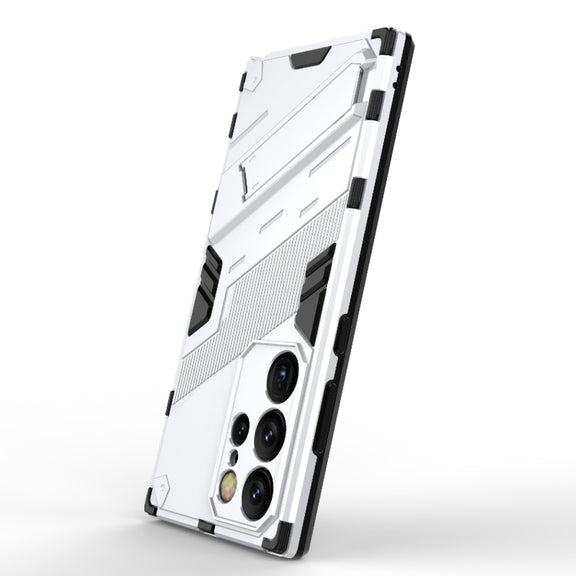 For Samsung Galaxy S24 Ultra 5G Punk Armor 2 in 1 PC + TPU Shockproof Phone Case with Invisible Holder(White)