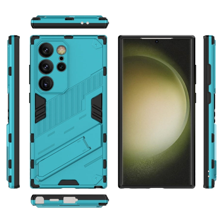 For Samsung Galaxy S24 Ultra 5G Punk Armor 2 in 1 PC + TPU Shockproof Phone Case with Invisible Holder(Blue)