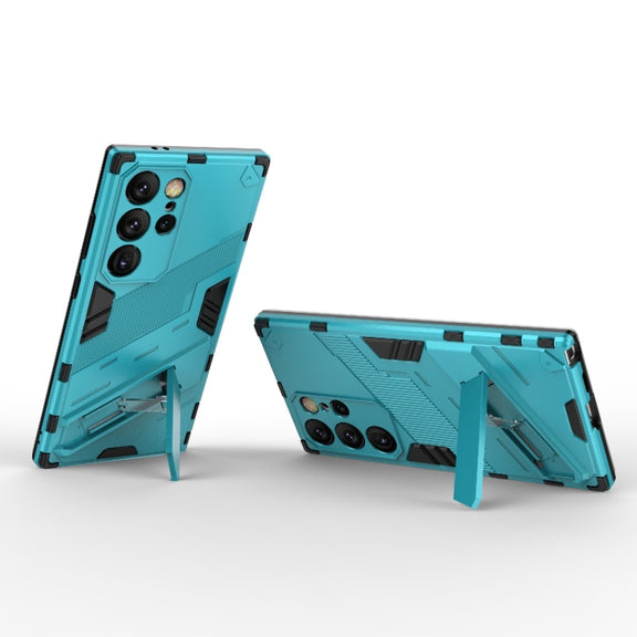 For Samsung Galaxy S24 Ultra 5G Punk Armor 2 in 1 PC + TPU Shockproof Phone Case with Invisible Holder(Blue)
