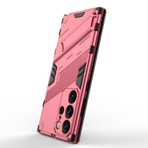 For Samsung Galaxy S24 Ultra 5G Punk Armor 2 in 1 PC + TPU Shockproof Phone Case with Invisible Holder(Light Red)
