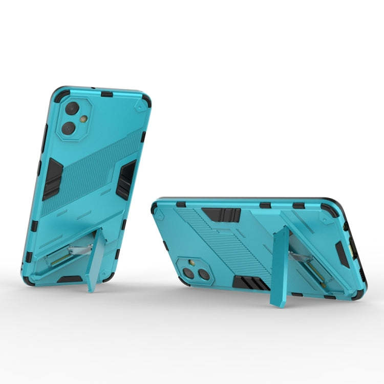 For Samsung Galaxy A05 4G Punk Armor 2 in 1 PC + TPU Shockproof Phone Case with Invisible Holder(Blue)