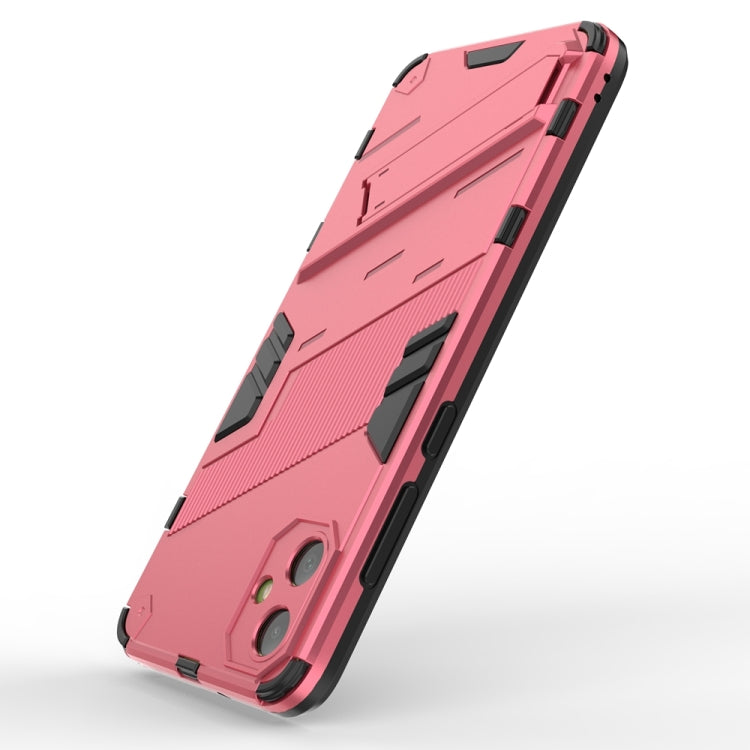 For Samsung Galaxy A05 4G Punk Armor 2 in 1 PC + TPU Shockproof Phone Case with Invisible Holder(Light Red)