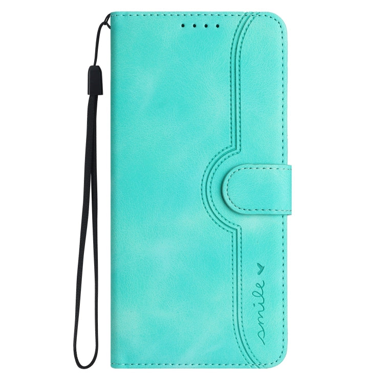 For iPhone 16e Heart Pattern Skin Feel Leather Phone Case(Light Blue)