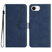 For iPhone 16e Heart Pattern Skin Feel Leather Phone Case(Royal Blue)