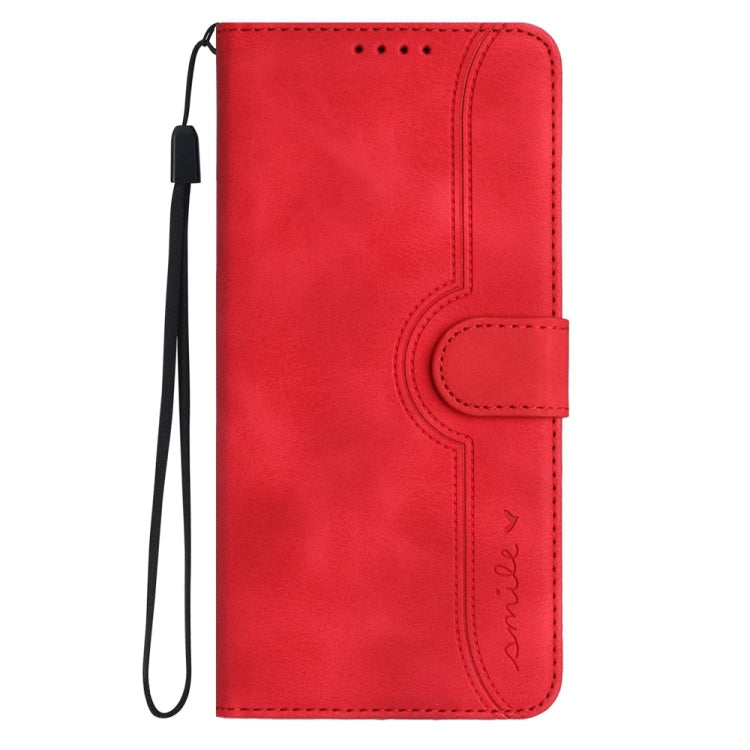 For iPhone 16 Pro Heart Pattern Skin Feel Leather Phone Case(Red)