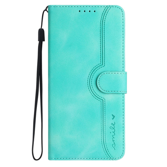 For iPhone 16 Heart Pattern Skin Feel Leather Phone Case(Light Blue)