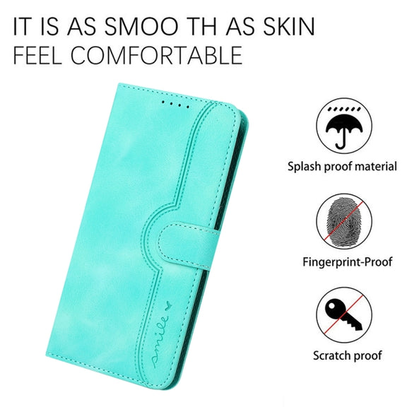 For iPhone 16 Heart Pattern Skin Feel Leather Phone Case(Light Blue)