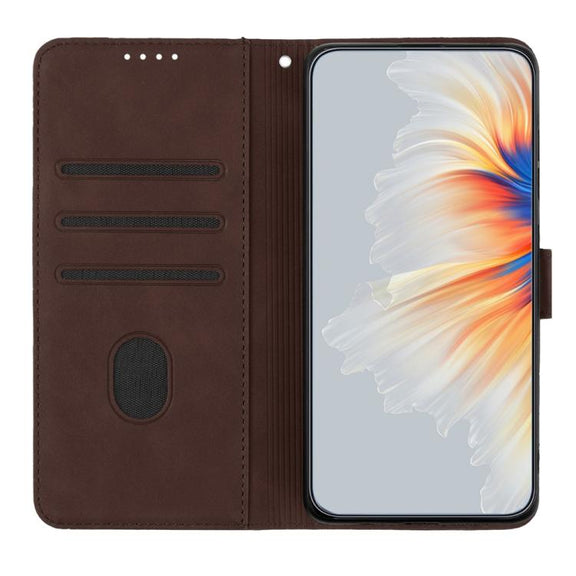 For iPhone 17 Air Heart Pattern Skin Feel Leather Phone Case(Brown)