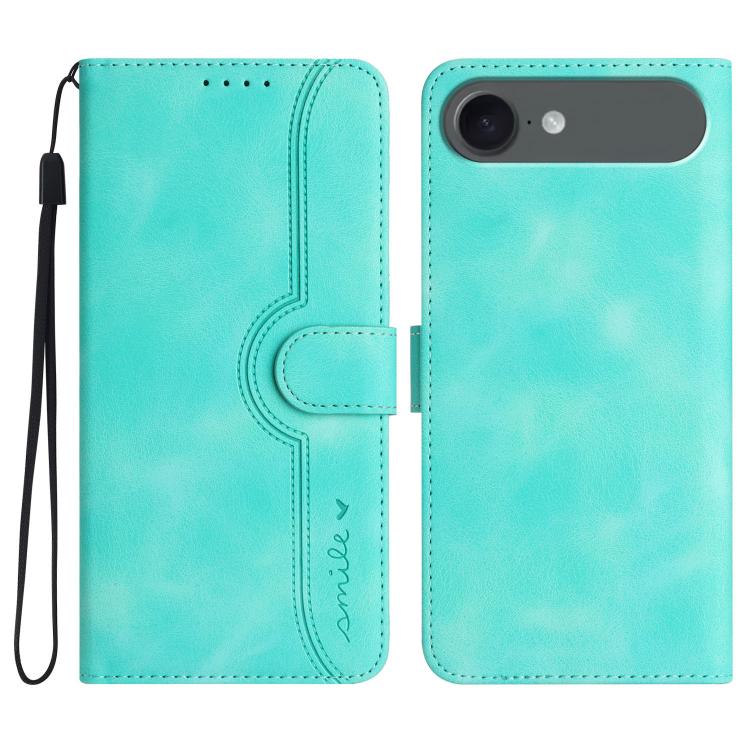 For iPhone 17 Air Heart Pattern Skin Feel Leather Phone Case(Light Blue)