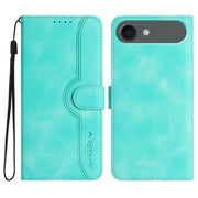 For iPhone 17 Air Heart Pattern Skin Feel Leather Phone Case(Light Blue)