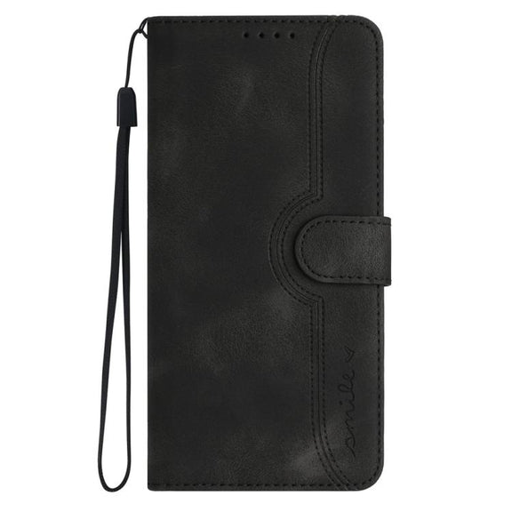 For iPhone 17 Air Heart Pattern Skin Feel Leather Phone Case(Black)