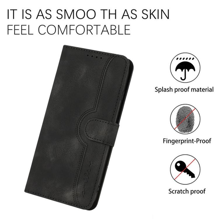 For iPhone 17 Air Heart Pattern Skin Feel Leather Phone Case(Black)