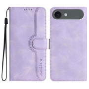 For iPhone 17 Air Heart Pattern Skin Feel Leather Phone Case(Purple)